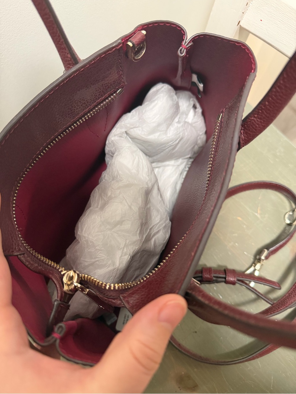 kate spade Wine Red Pebbled Leather Shoulder Tote - Picture 3 of 3